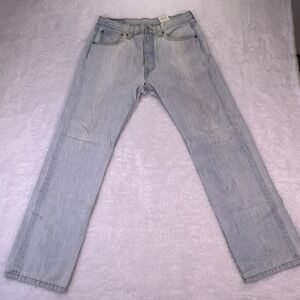 VTG Levi's 501 Men's Jeans Original Straight 32x30‎ Bleach Wash Y2K Distressed